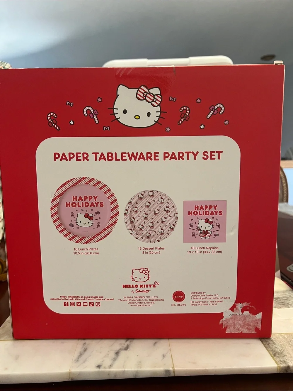 Hello Kitty Pink & Red Holiday Paper Tableware Party Set